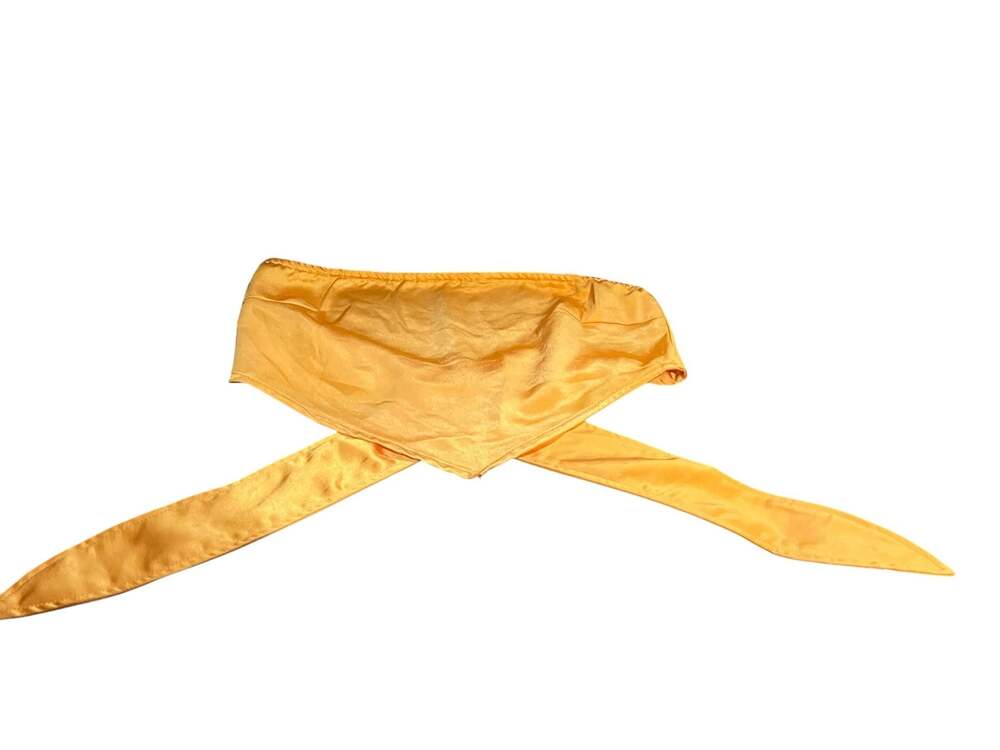 Motel Rocks Coda Satin Tie-Front Scarf Top or Crop Top, Gold/Orange